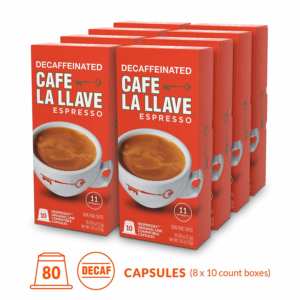 Café La Llave Decaf Espresso Capsules, Intensity 11 (80 Pods)