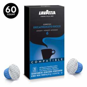 Lavazza Nespresso Compatible Capsules, Decaffeinato Ricco Espresso Dark Roast Coffee