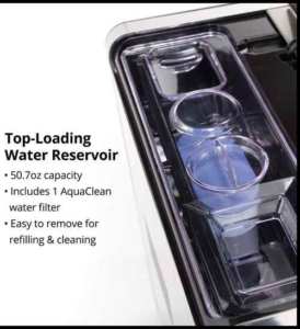 Removable 50 ounces Top loading water tank with water filter