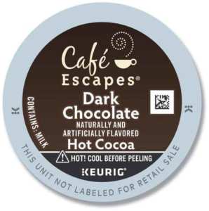 Café Escapes Dark Chocolate Hot Cocoa K-Cups for Keurig Brewers