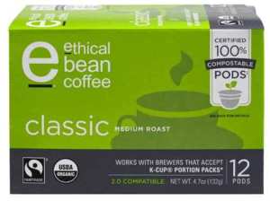 Ethical Bean Fair Trade Organic 100% Compostable Coffee Pods