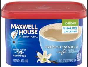 Maxwell House International French Vanilla Sugar Free Decaf Instant Coffee