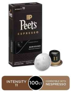 Peet's Coffee Espresso Capsules Nerissimo, Intensity 11, Compatible with Nespresso OriginalLine Brewers