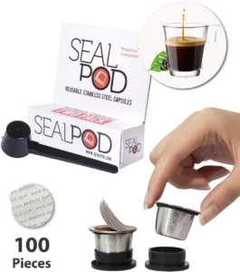 SEAL POD Reusable Nespresso Capsules - Stainless Steel Refillable Pods for Nespresso Machines (OriginalLine Compatible)