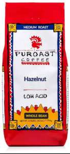 Puroast Low Acid Whole Bean Coffee, Hazelnut Flavor, High Antioxidant