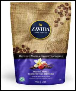 Zavida Premium Hazelnut Vanilla Whole Bean Coffee